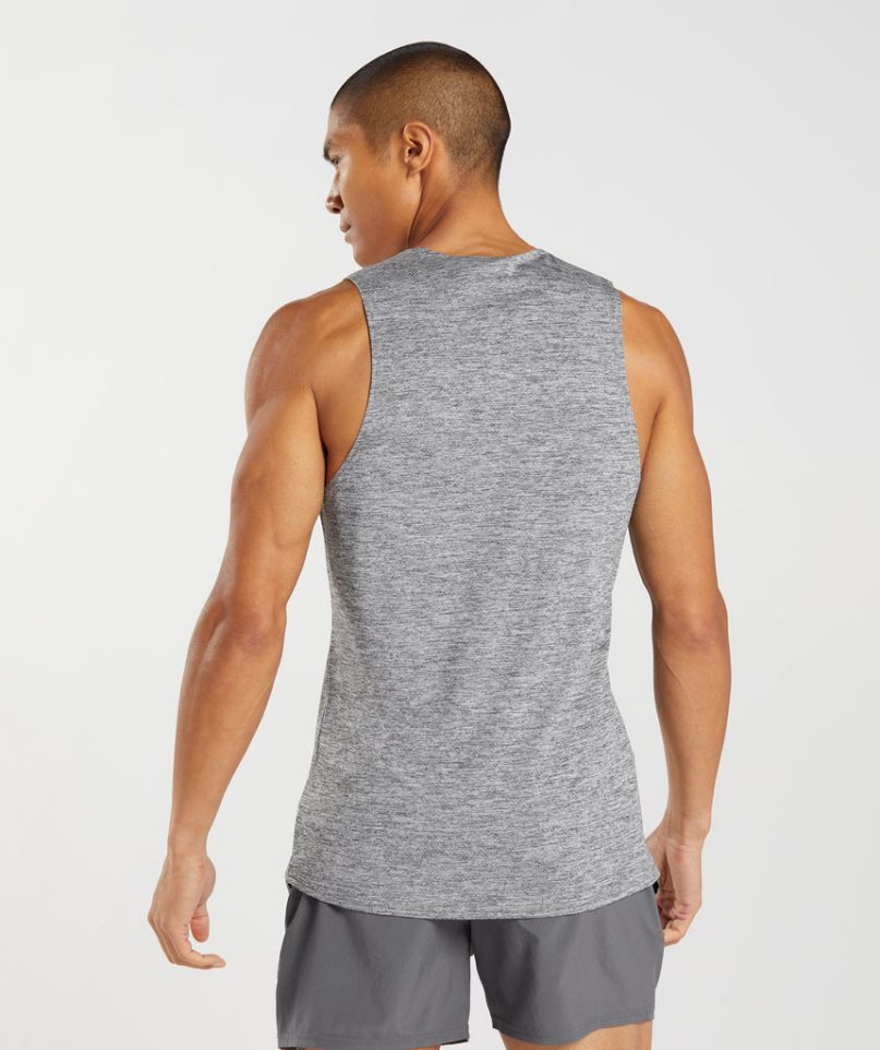 Men's Gymshark Arrival Slim Marl Tanks Grey | CA 06D31N